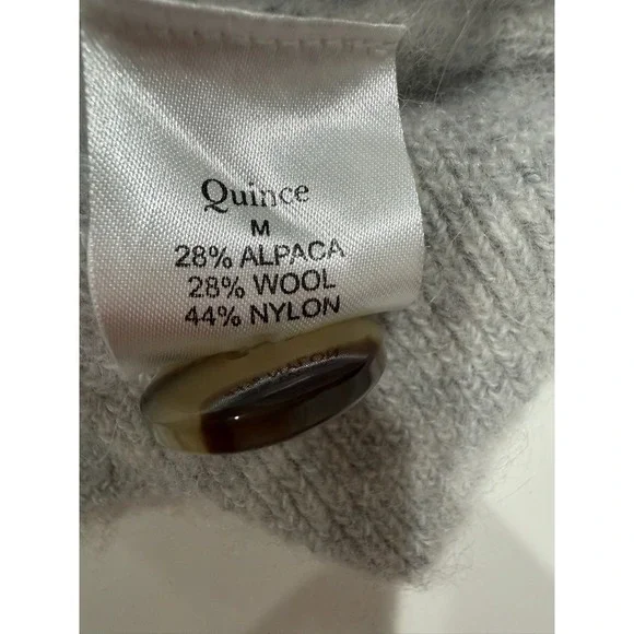 Quince Alpaca Wool Blend Ribbed Cardigan Sweater Light Gray Size Medium - Picture 5 of 6